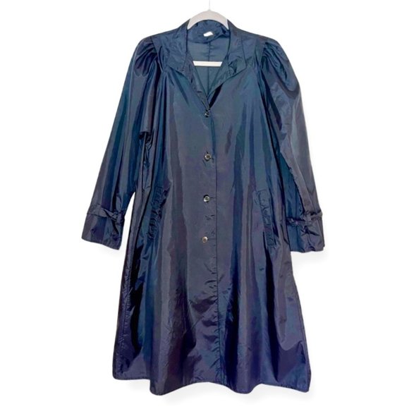 totes Jackets & Blazers - Totes Vintage Dark Navy Blue Light Weight Nylon Button Down Rain/Trench Coat